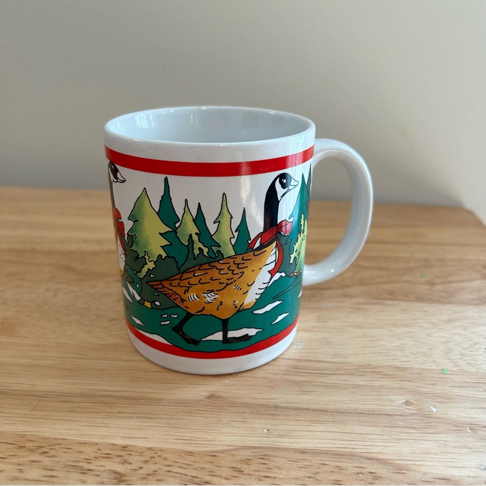 Vintage Holiday Christmas Goose Coffee Cup‎ 1984 Houston Foods